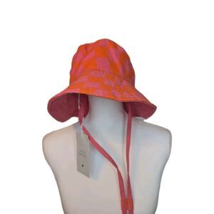 Baby Angel Bucket Hat Women's Reversible One Size Pink Check Drawstring Cotton